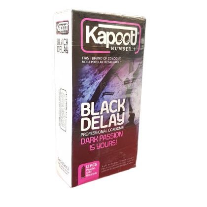 کاندوم مشکی تاخیری کاپوت مدل BLACK DELAY بسته 12 عددی
