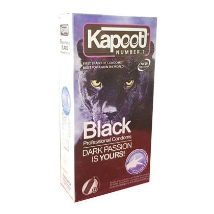 کاندوم مشکی کاپوت مدل BLACK بسته 12 عددی