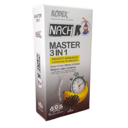 کاندوم میوه ای تاخیری کدکس مدل MASTER 3 IN 1 بسته 12 عددی