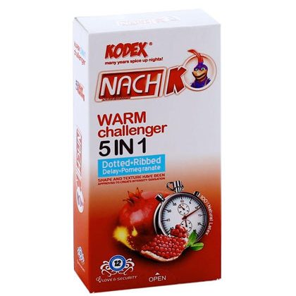 کاندوم تاخیری کدکس مدل Warm Challenger 5in1 بسته 12 عددی