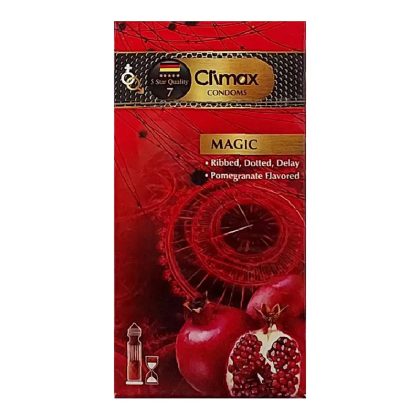 ✨ کاندوم ۴ کاره کلایمکس مدل Magic (خاردار، شیاردار، تاخیری و انار) بسته ۱۲ عددی